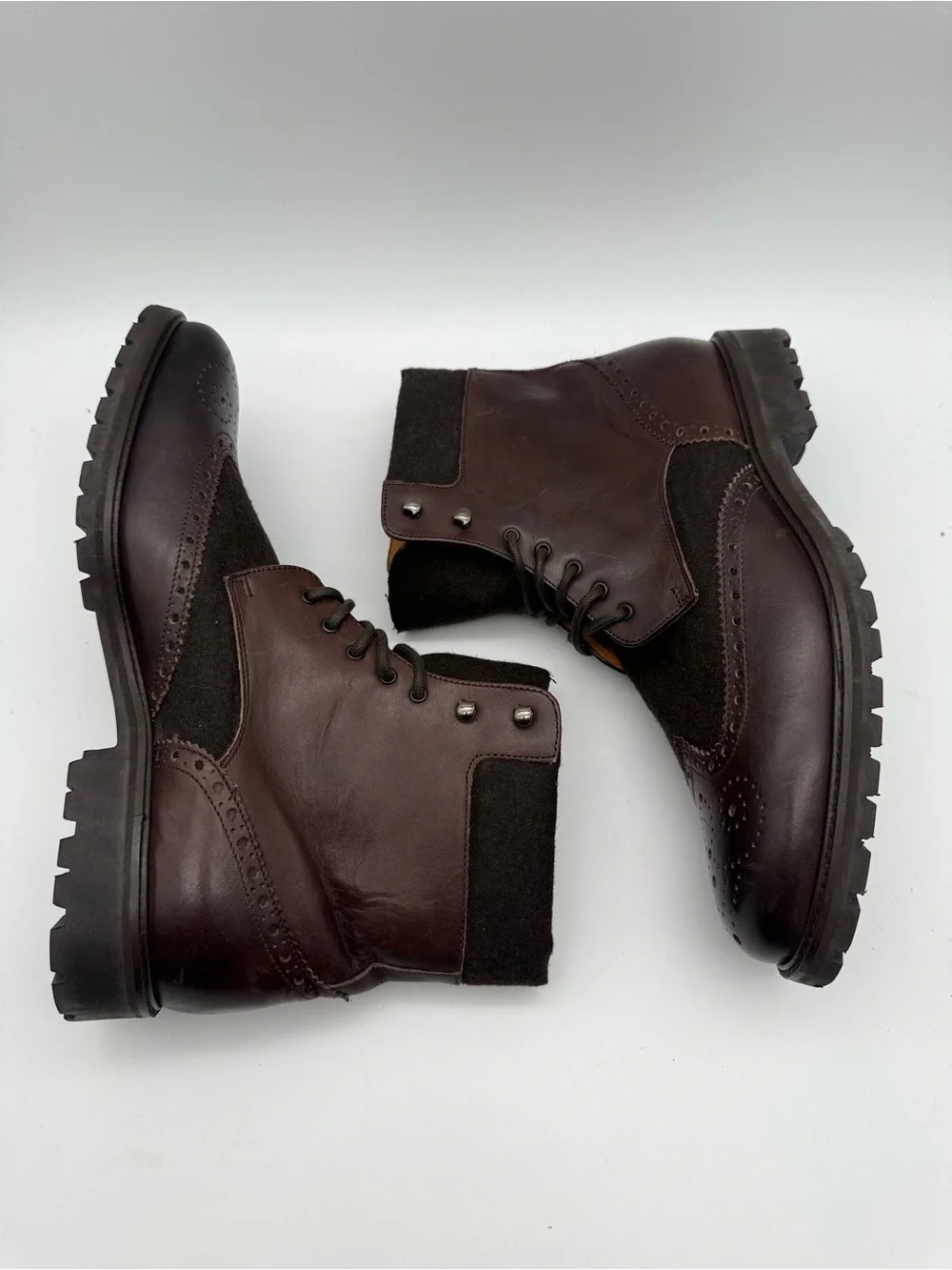 BRAND NEW Mercanti Firentini Made In Italy Suede/Leather Boots Brown Men’s Sz 9